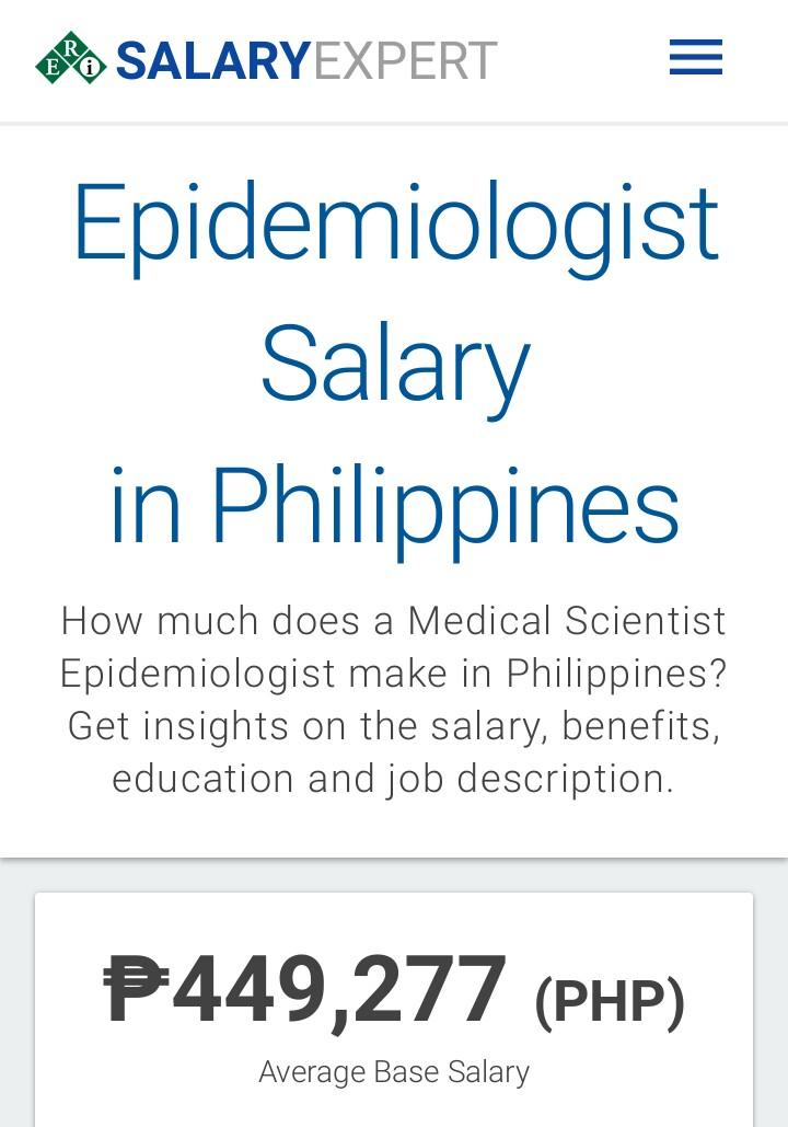  Epidemiologist salary in philipines