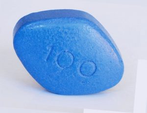 blue diamond shaped pill with 100 on both sides
