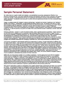 sample of public health personal statement