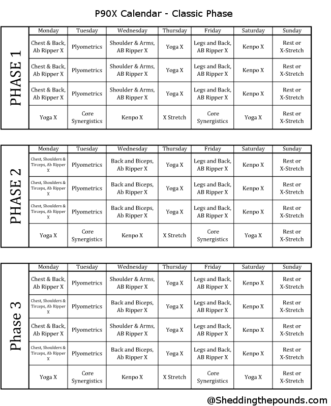 P90X Workout Schedule PDF 