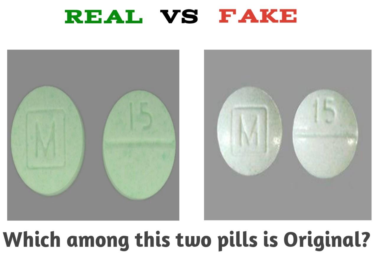 m 15 green pill fake